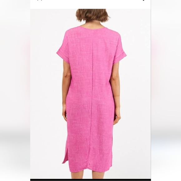 Abel The Label Size L pink linen/cotton v neck shift dress - Picture 2 of 8